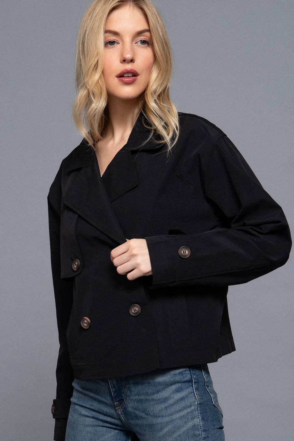 Rumi Double Breasted Short Trench Jacket