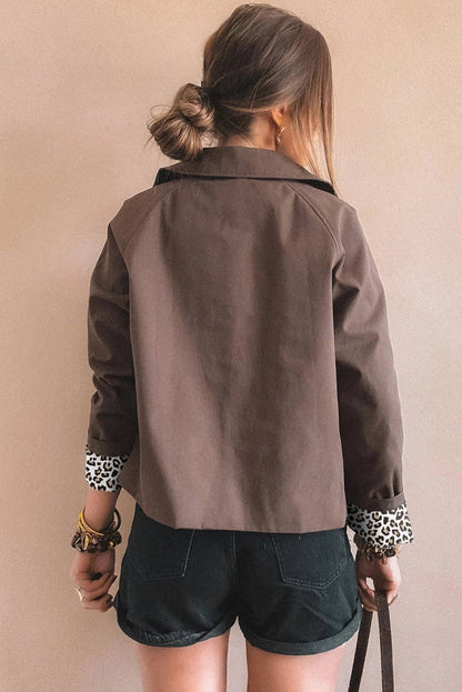 Zaney Collared Buttoned Leopard Lined Jacket