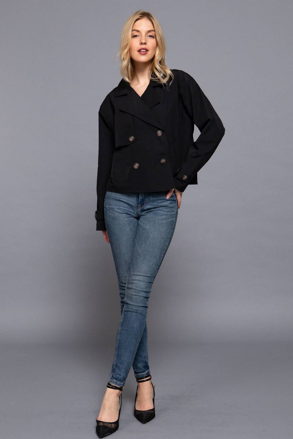 Rumi Double Breasted Short Trench Jacket