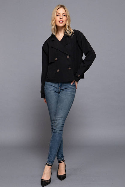 Rumi Double Breasted Short Trench Jacket