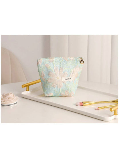 Elegant Cosmetic Bag with Floral Patterns