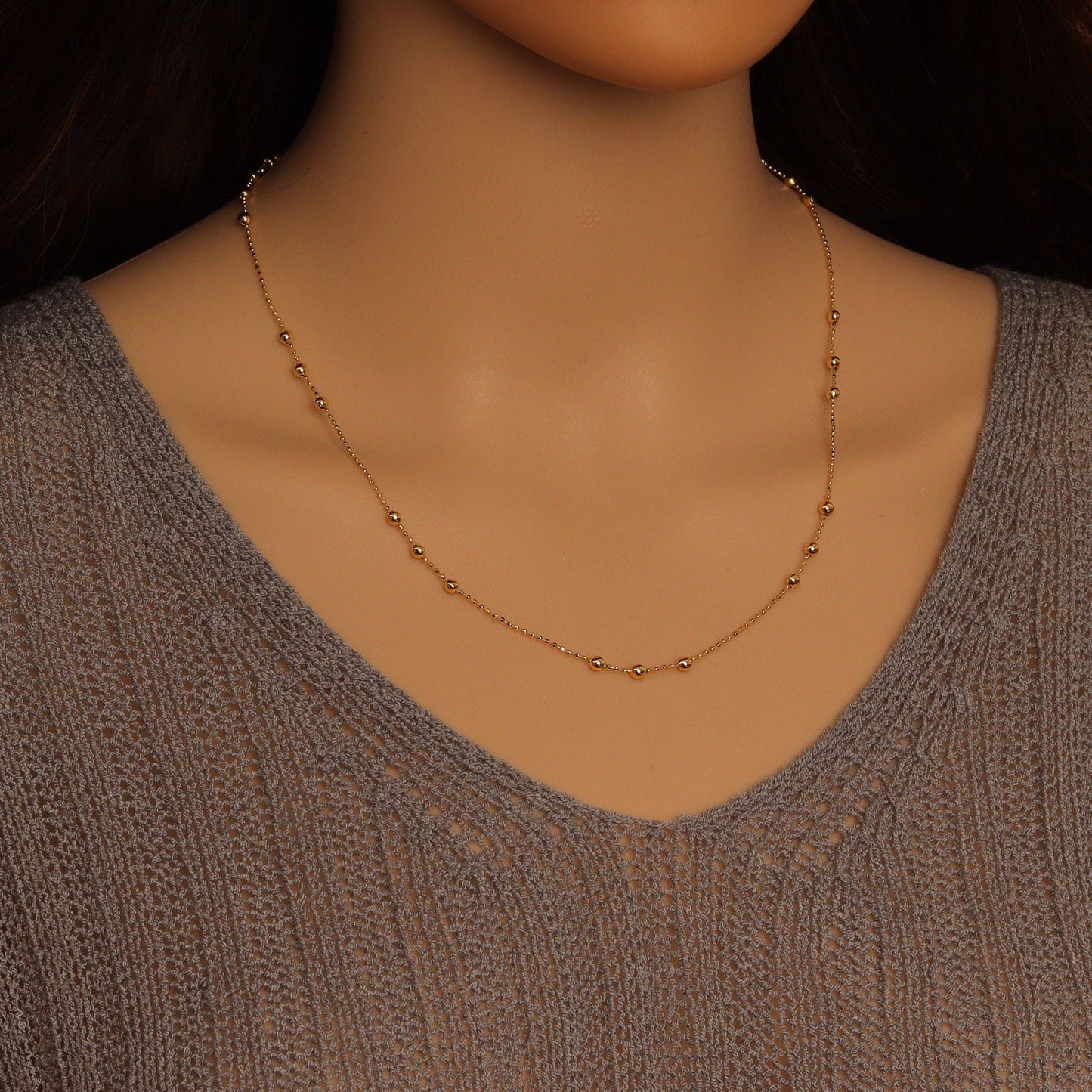 Dainty Gold ball Chain Adjustable Necklace