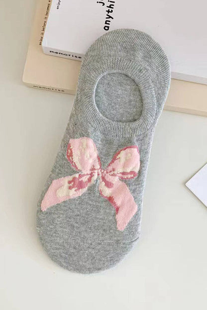 Gray Bow No Show Socks