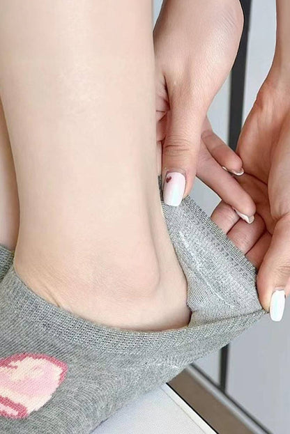 Gray Bow No Show Socks