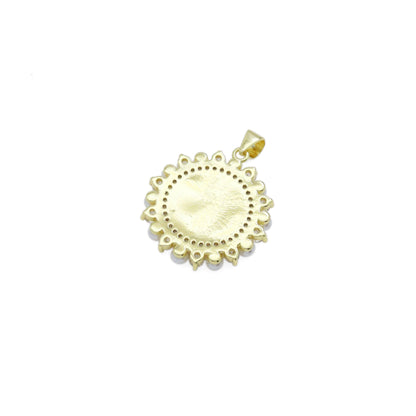 Virgin Mary On Round Coin White Pearl Charm