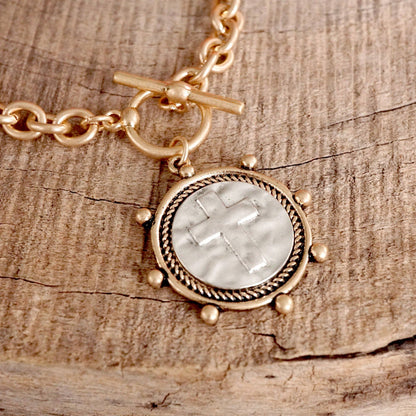 Cross Coin Chain Bracelet