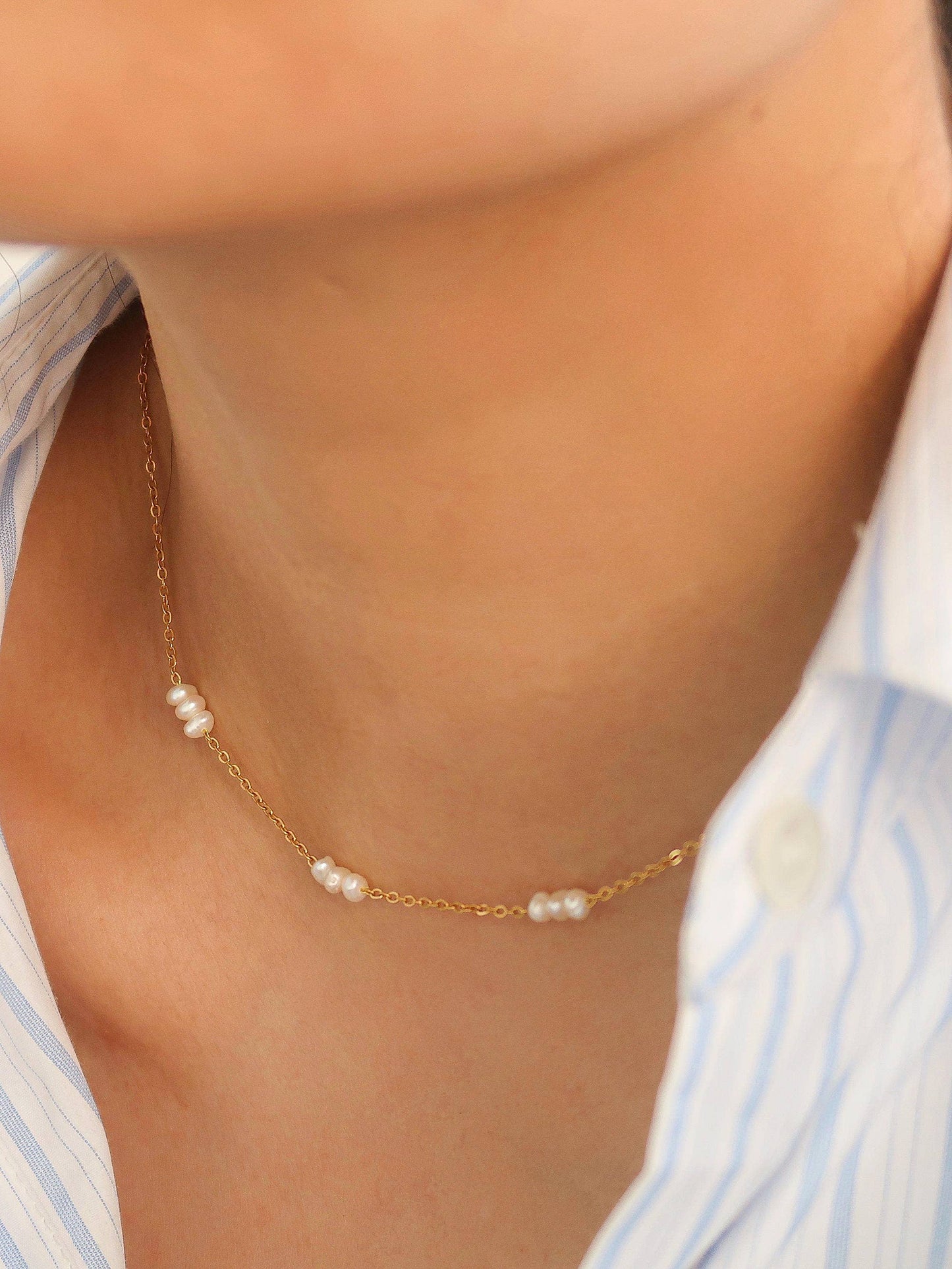 Lauren 18K Non-Tarnish Petite Pearl Chokers