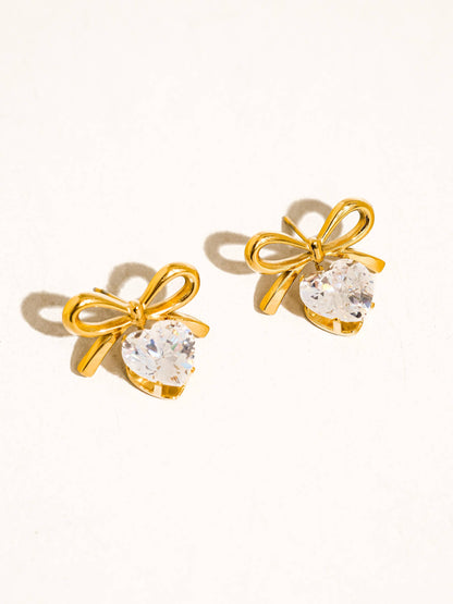 Melonie CZ Heart & Bow Earring