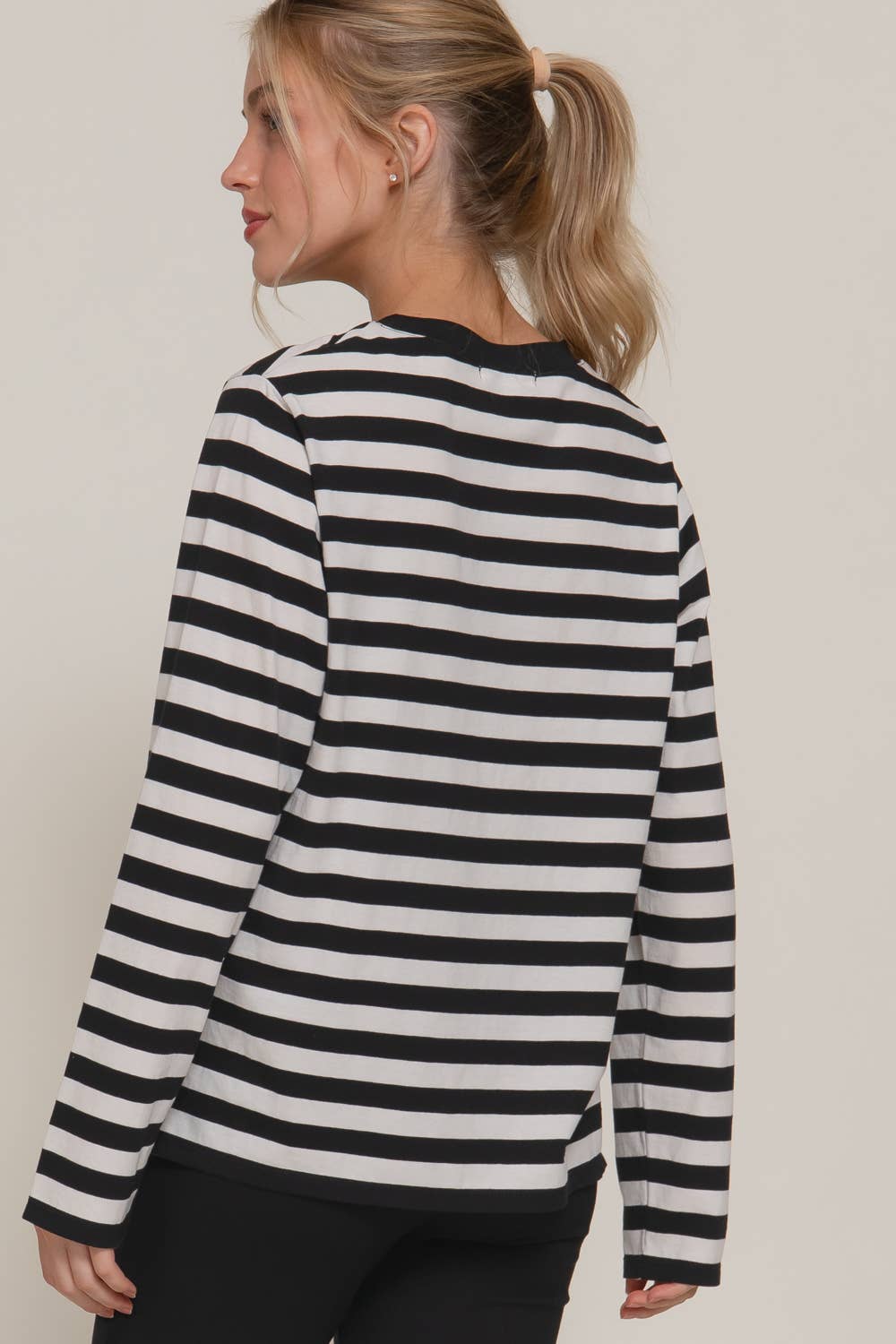 Lovey Embroidery Stripe Top