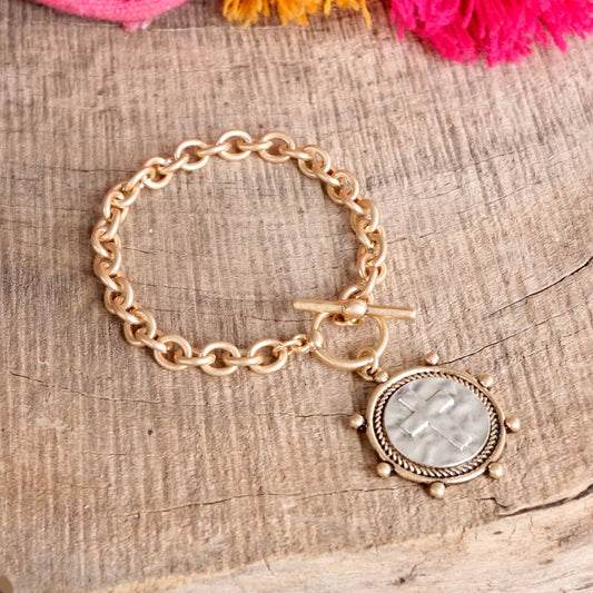 Cross Coin Chain Bracelet