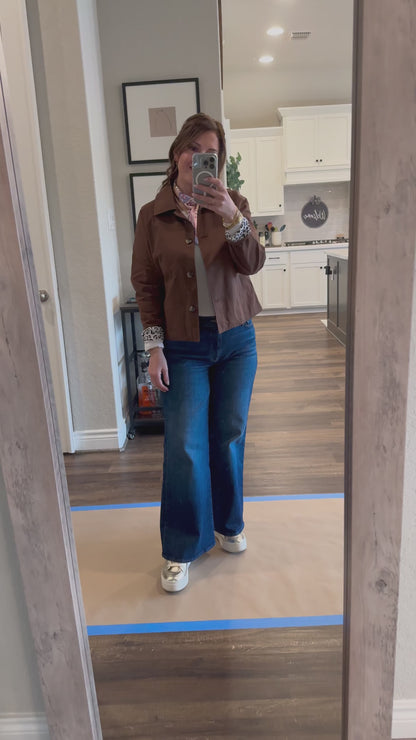 Zaney Collared Buttoned Leopard Lined Jacket