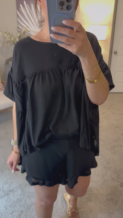 Sirena Slub Top and Flowy Shorts Set/FINAL SALE