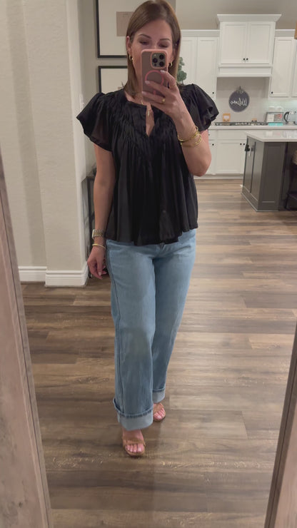Elle Flutter Sleeve Blouse