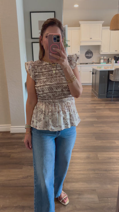 Palm Smocked Blouse