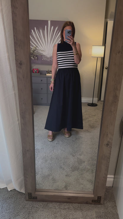 Cynthia Sleeveless Mock-Neck Maxi Dress