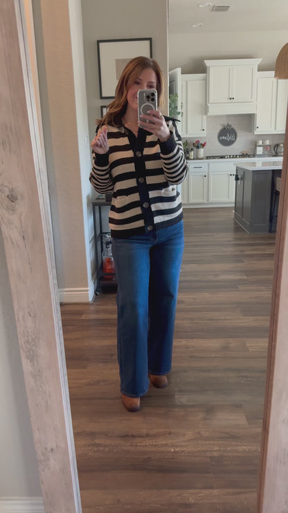 Midnight Striped Sailor Collar Cardigan